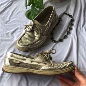 Sperry Topsider Gold Leather Boat Shoe